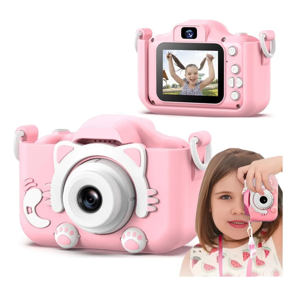 Câmera Digital Infantil Pink Kitten Com Jogos E Vídeo HD