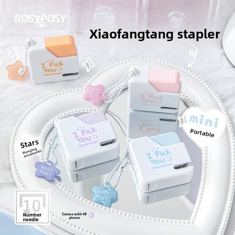 RosyPosy Conjunto macio de cubo de açúcar, grampeador, pingente requintado, grampeador portátil, menina