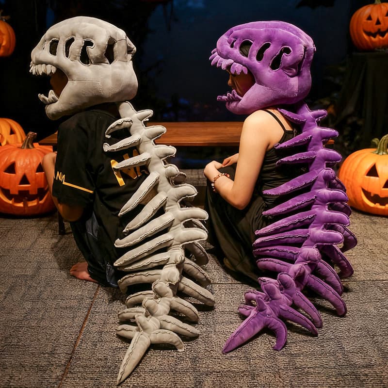 Novo Dinossauro Osso Cabeça Chapéu Traje De Halloween Esqueleto Plushies Criativo Acessório Festa Cosplay Engraçado Boni