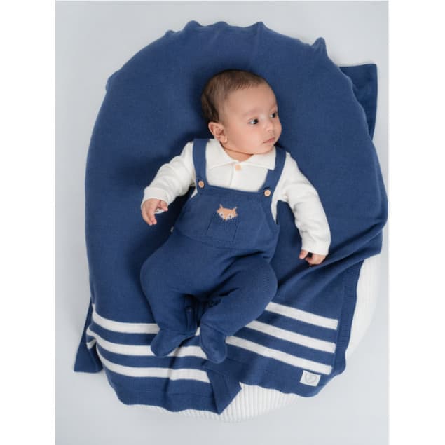 Saída Maternidade Menino Davi Kit 3 Peças Fofinho Premium Jardineira Body Manta RN Luxo Confortável