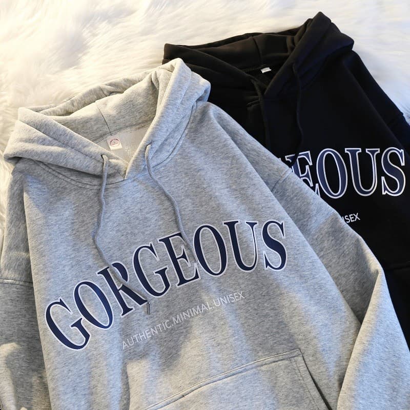 Inverno quente menina com capuz cinza moletom feminino pequeno na moda ins Super quente casal solto outono inverno forro