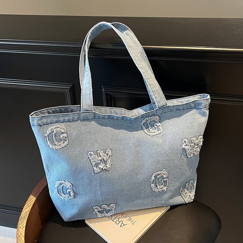 2025 novo estilo elegante All-Match Denim bolsa de ombro feminina grande capacidade portátil sacola High-End