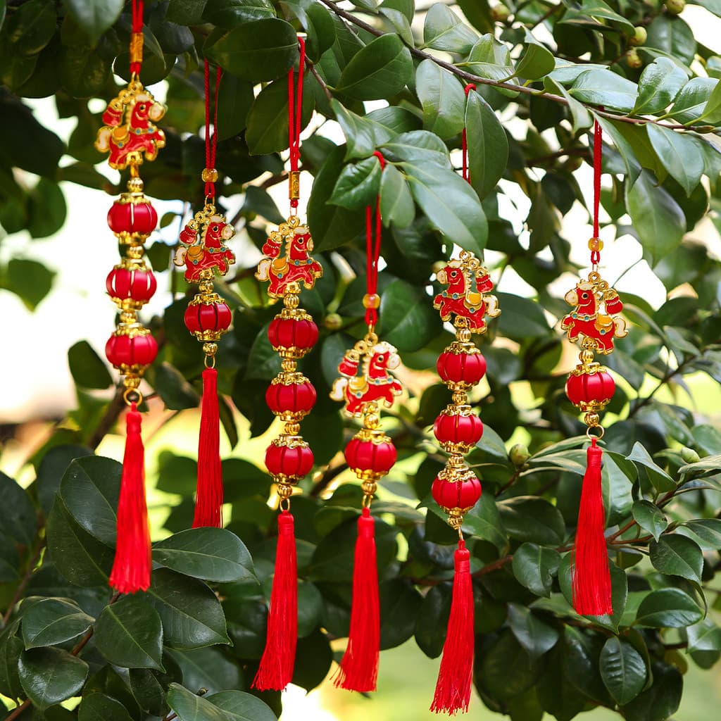 Novo estilo lanterna vermelha corda pingente decorações de ano novo primavera Festival ao ar livre ornamentos árvore ano