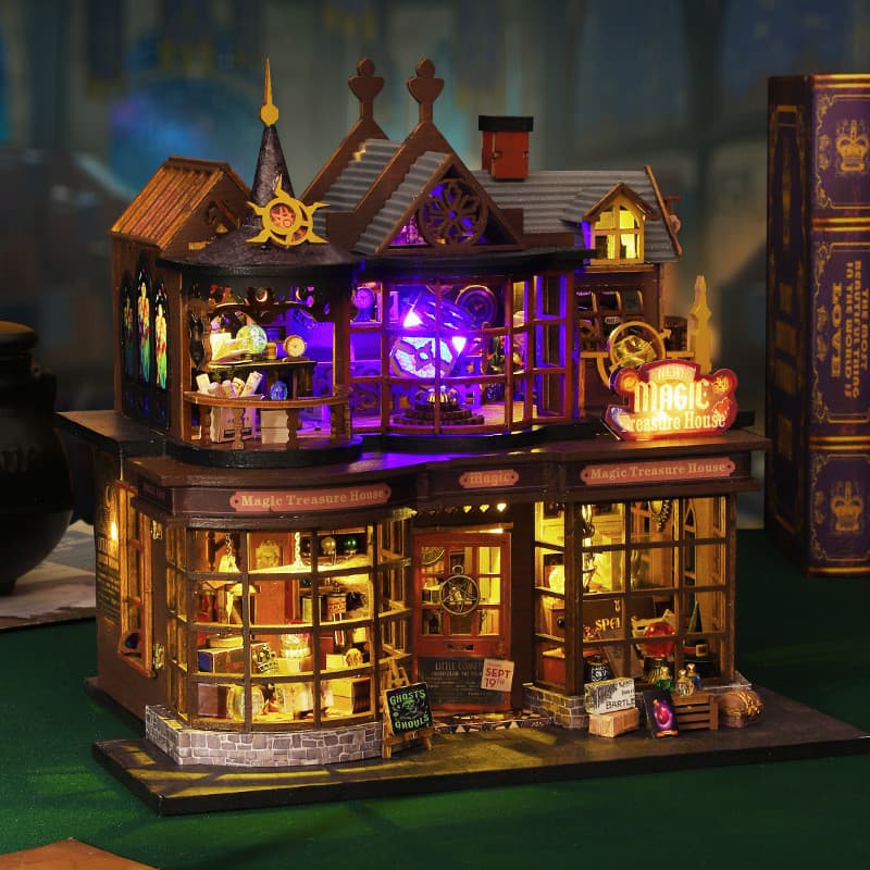Casa Mágica DIY, Modelo de Casa do Tesouro, Brinquedo de Montar à Mão, Casa DIY, Suporte para Livros DIY