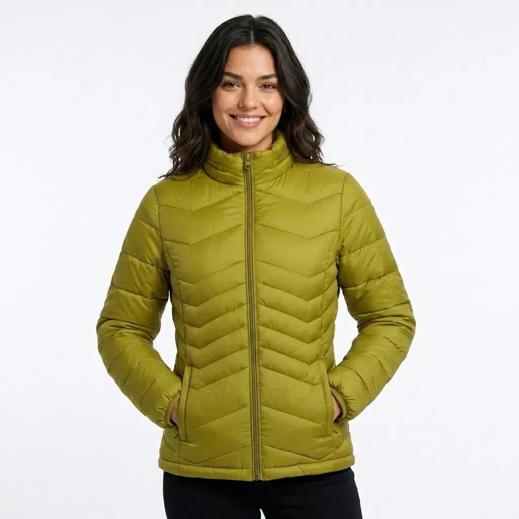 Bobojaco Feminino Puffer Azul Matelassê Jaqueta Acolchoada