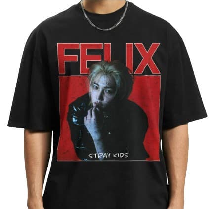 Camiseta Stray Kids Felix Kpop Adulto/Infantil Lançamento Camiseta Em Algodao