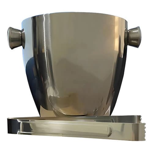 Balde De Gelo Inox Com Pinça Mori 15cm Prateado