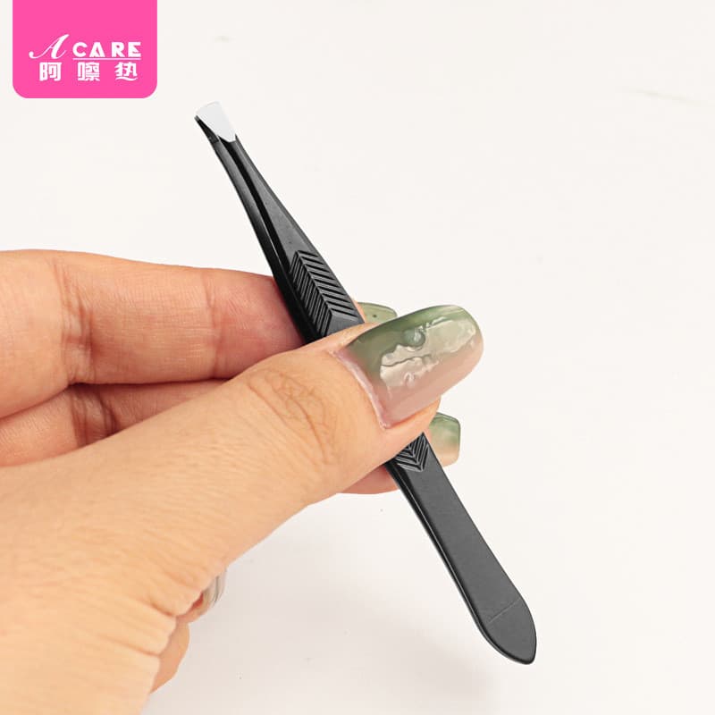 J clipe de sobrancelha EB1S70-Preto pinça plana arrancar clipe de sobrancelha de aço inoxidável meninas sobrancelha apar