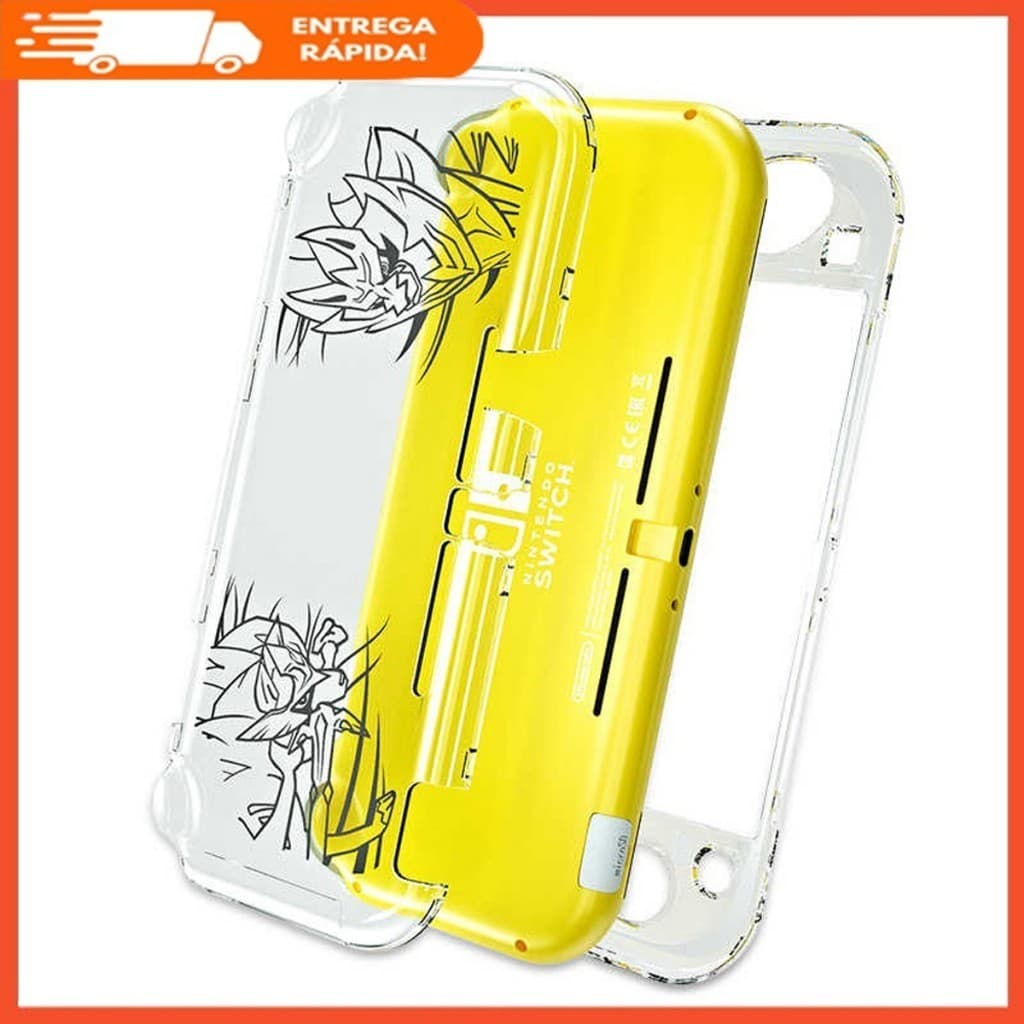 Case Capa Transparente Protetora Pokémon Sword Shield Compatível Nintendo Switch Lite + Película