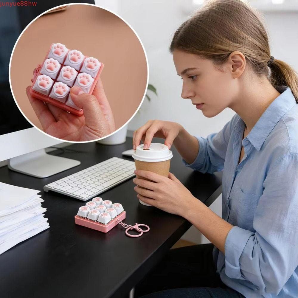 Chaveiro De Gato JUNYUE , Descompressão Com Botão De Dedo De 9 Teclados , Teclas Mecânicas