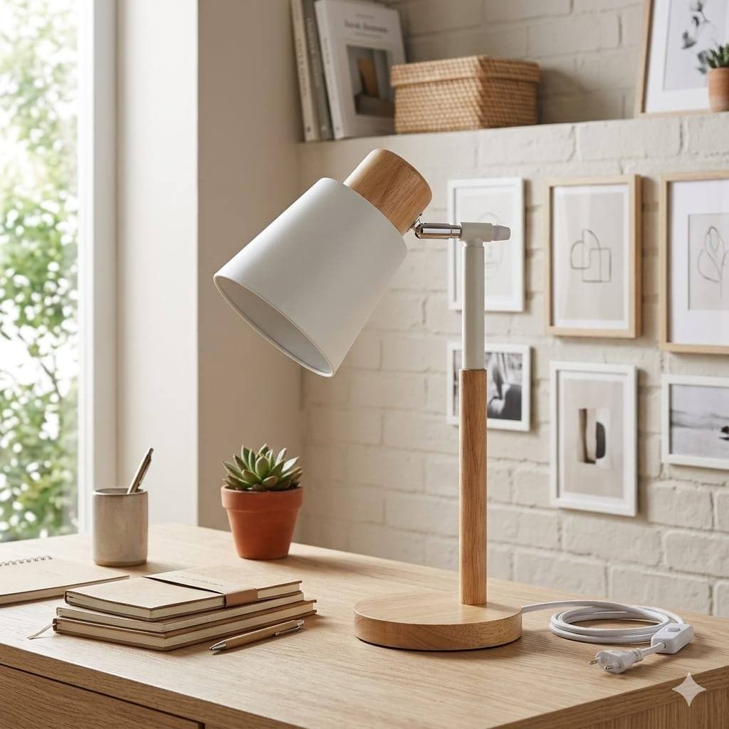 Luminária de mesa escandinava madeira para ambientes modernos  7003-A-LMAIA