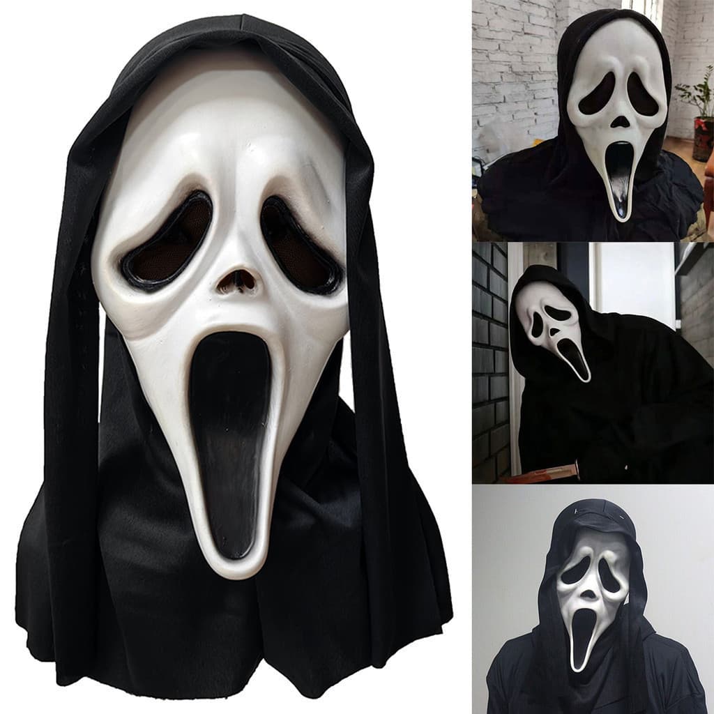 1 PCS Filme Scream Horror Máscara Facial Halloween Máscaras Fantasmas Realistas Fantasia De