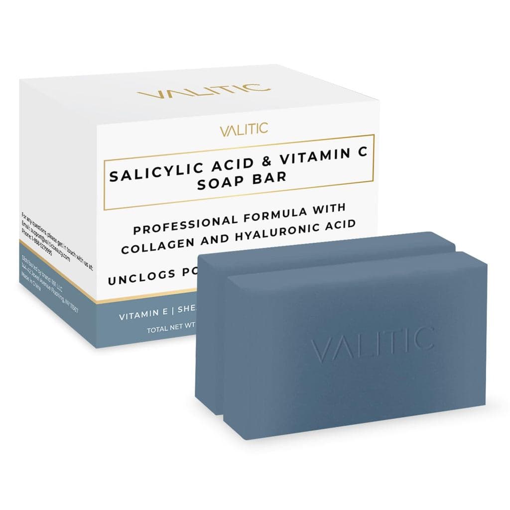 Sabonete em Barra VALITIC com Ácido Salicílico e Vitamina C - Limpador Facial e Esfoliante Corporal para Cravos, Poros D