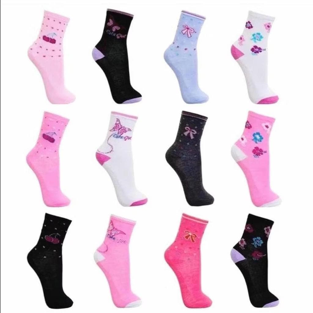 Kit Com 12 pares de meias femininas casuais versáteis de cano alto e da moda tamanho 35-40