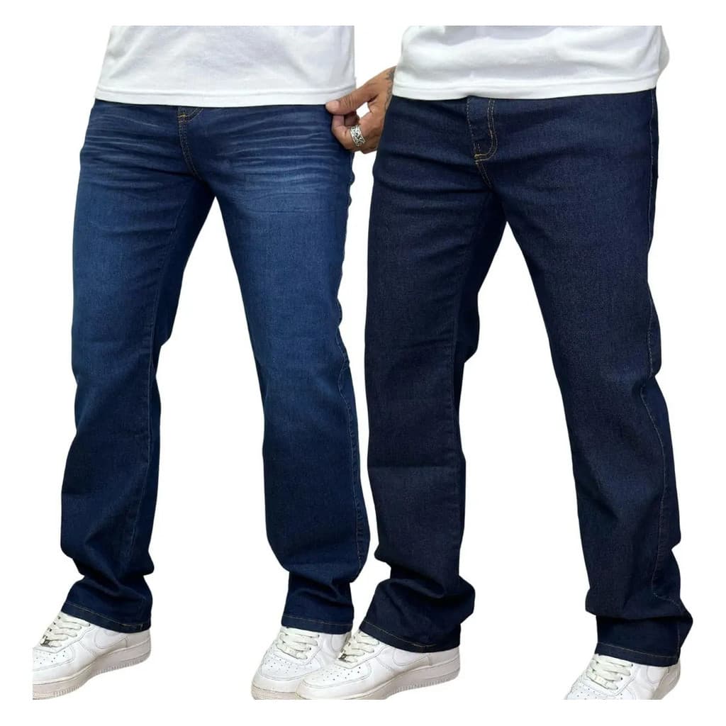Kit 2 Calça Masculina Jeans Balão Larga Skatista Elastano