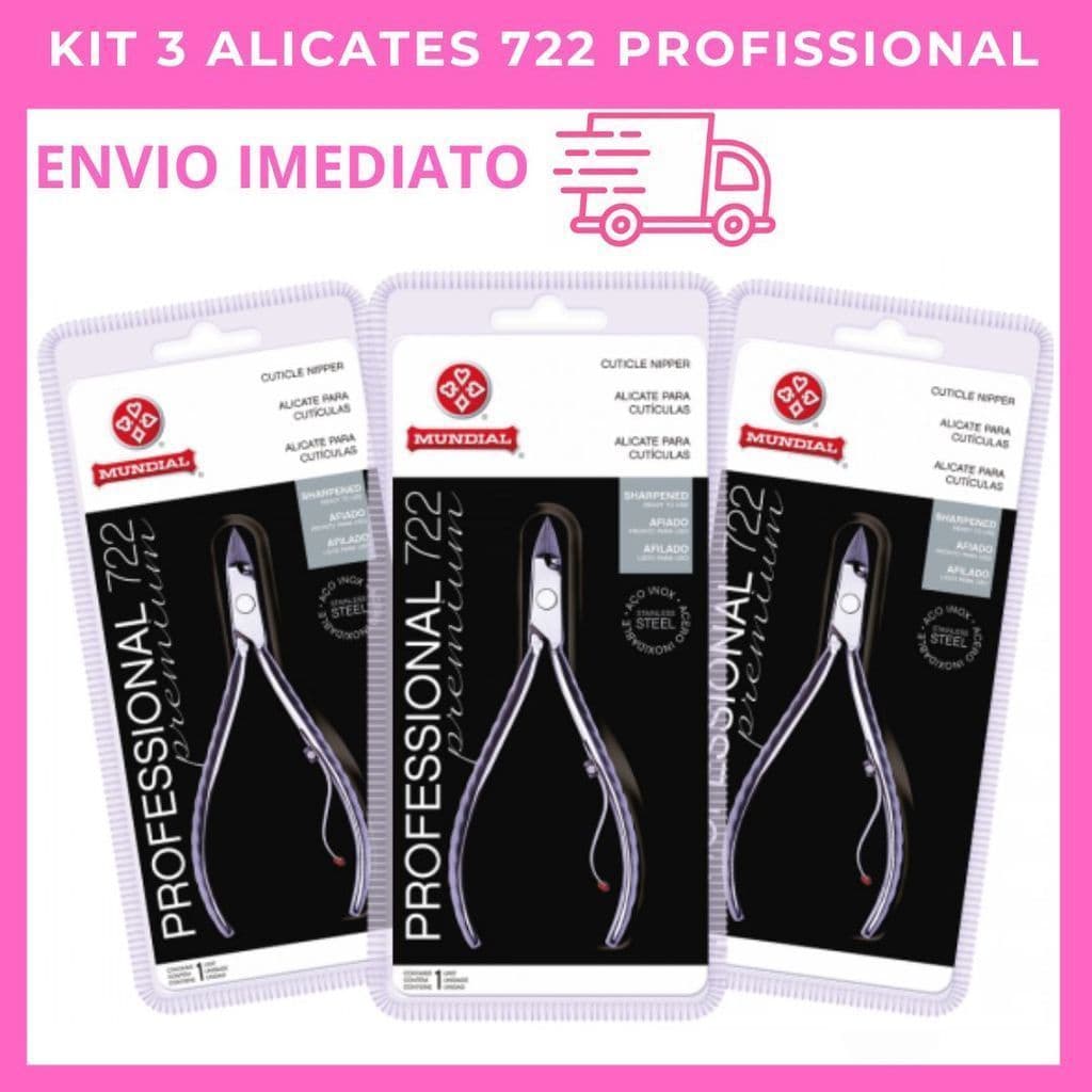 Kit 3 Alicates Mundial 722 Professional Premium – Manicure Profissional Original
