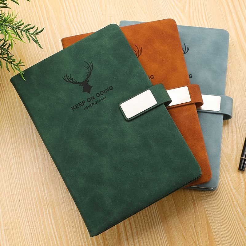 Caderno A5 Extra Grosso 360 Folhas Couro Premium Fecho Magnético