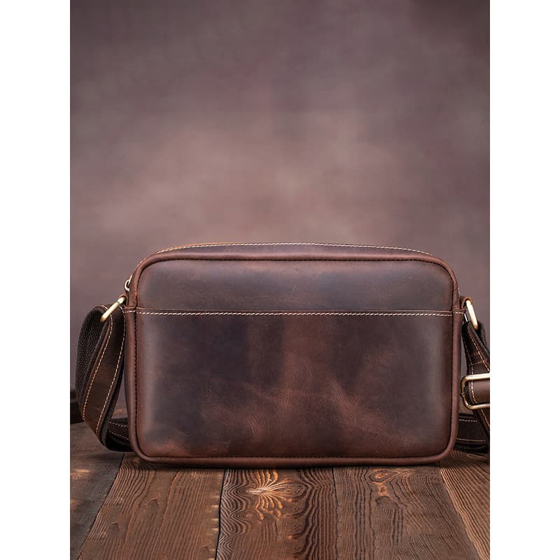 High-End Retro Crazy Horse couro bolsa de ombro masculina Cross-corpo pequena mochila de couro genuíno mensageiro pequen