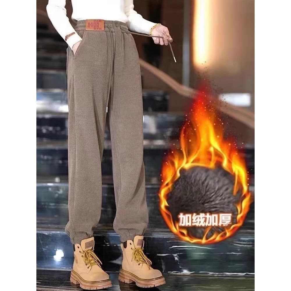 Chenille Harem calças femininas 2025 outono inverno novo estilo veludo mais veludo engrossado exterior Wear Casual Leggi