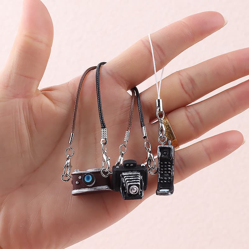 Casa De Boneca mini Modelo Câmera retro Preto E Branco Saco Pescoço Acessórios Pingente