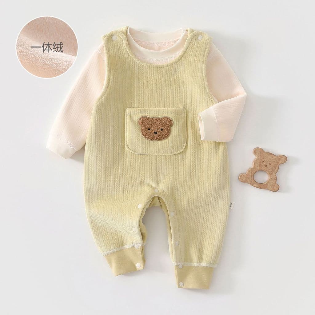 Outono inverno roupas de bebê forro de lã Split terno macacão de bebê crianças outono inverno exterior Wear macacão Ro