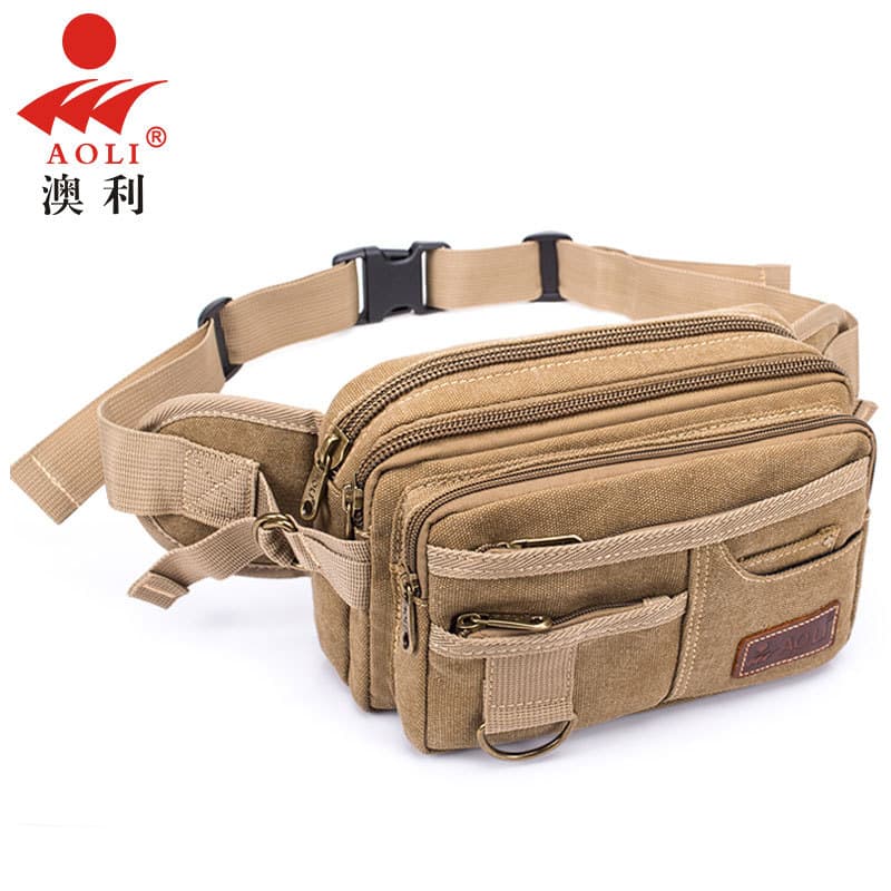 Bolsa de lona para montanhismo ao ar livre, bolsa esportiva para cintura para celular, masculina, multifuncional, prátic