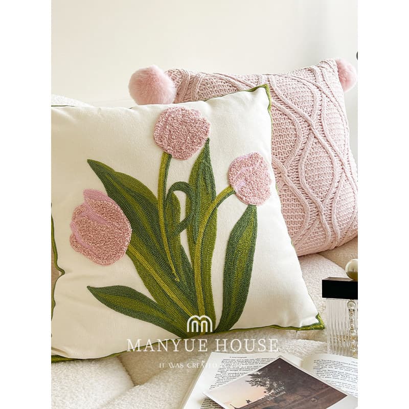 Retro tulipa sala de estar sofá travesseiro almofada cabeceira fronha sem núcleo travesseiro lombar