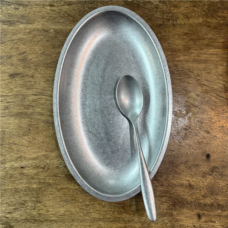 Retro 304 aço inoxidável Oval prato de peixe criativo angustiado estilo Industrial restaurante prato comercial churrasco