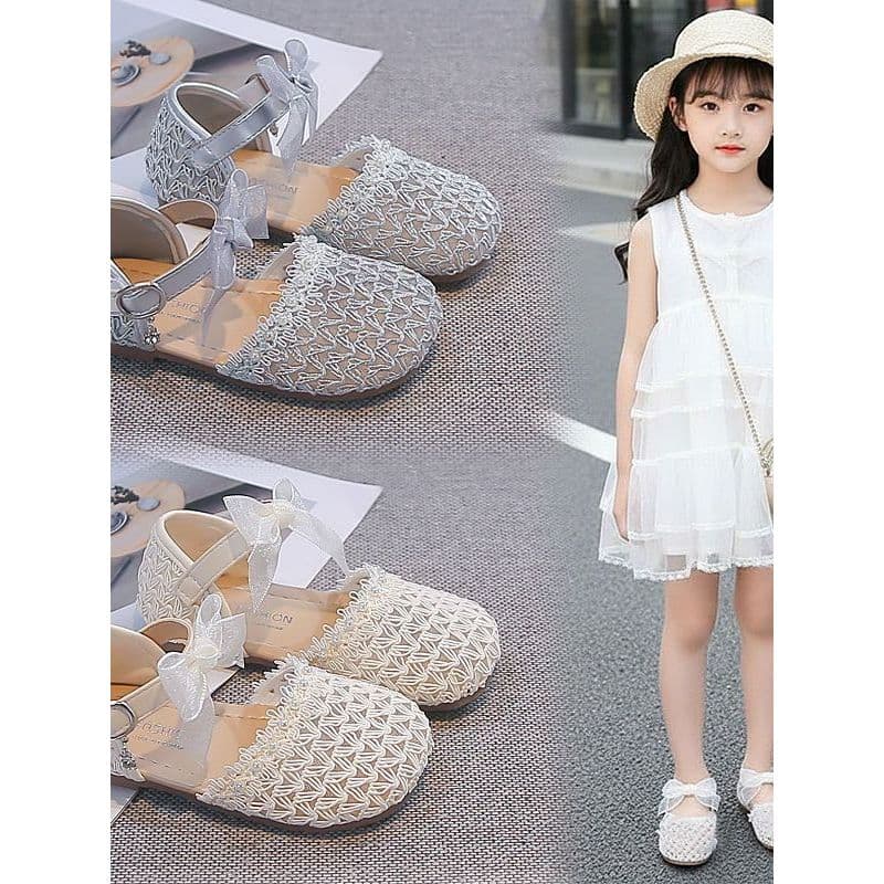 Meninas sandálias Baotou 2026 novo estilo verão sola macia antiderrapante bebê meia sandálias moda menina princesa