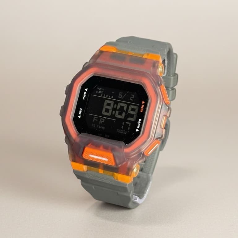 Relogio masculino led com Uso diario LARANJA pulseira de borracha resistente a agua