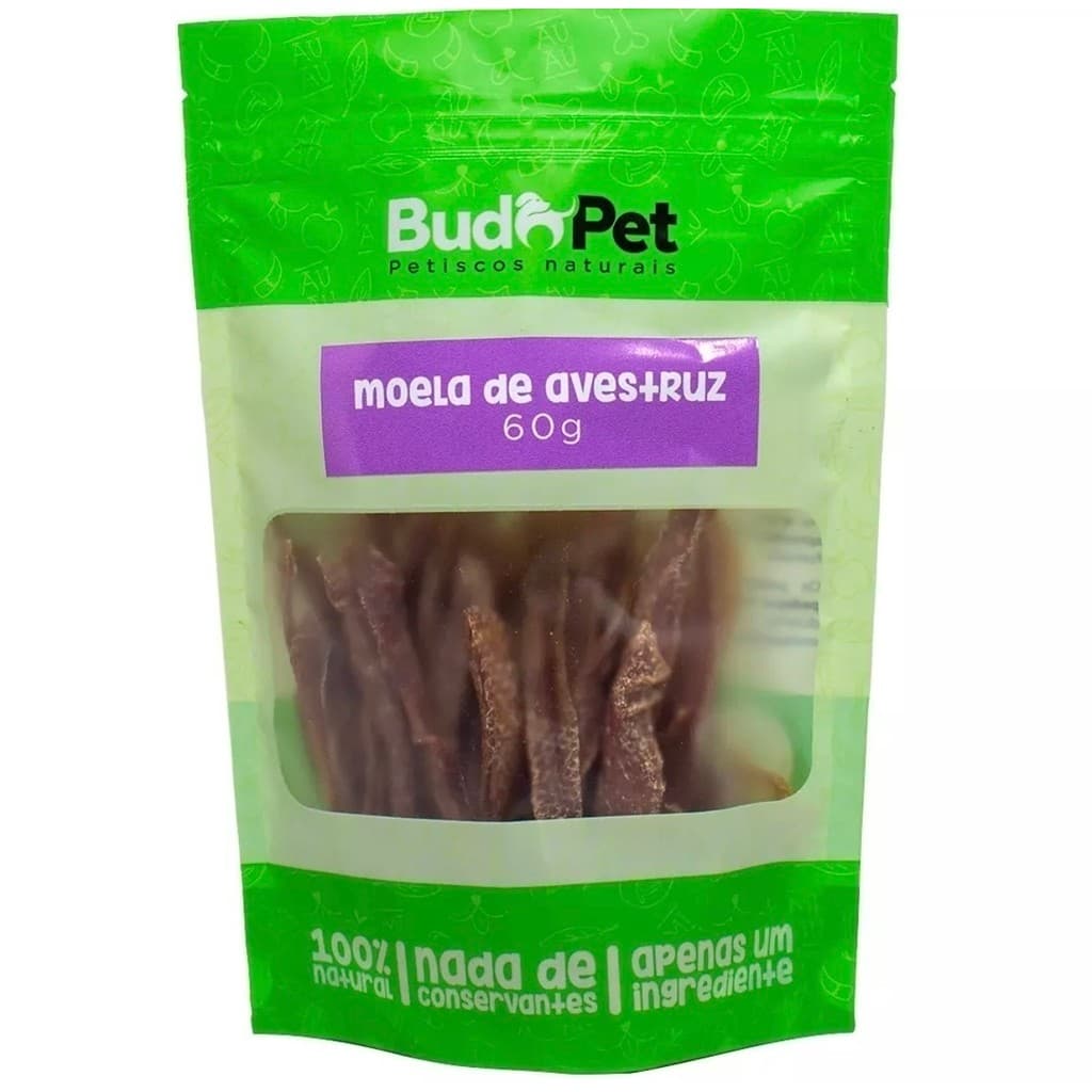 Petisco Natural Para Cães e Gatos Moela de Avestruz 60g Budopet