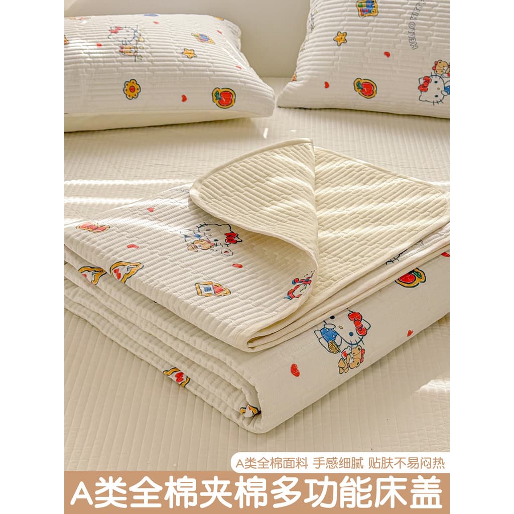 Capa de cama acolchoada de algodão de desenho animado, peça única, lençol de algodão puro espessado, colchão Tatami Kang