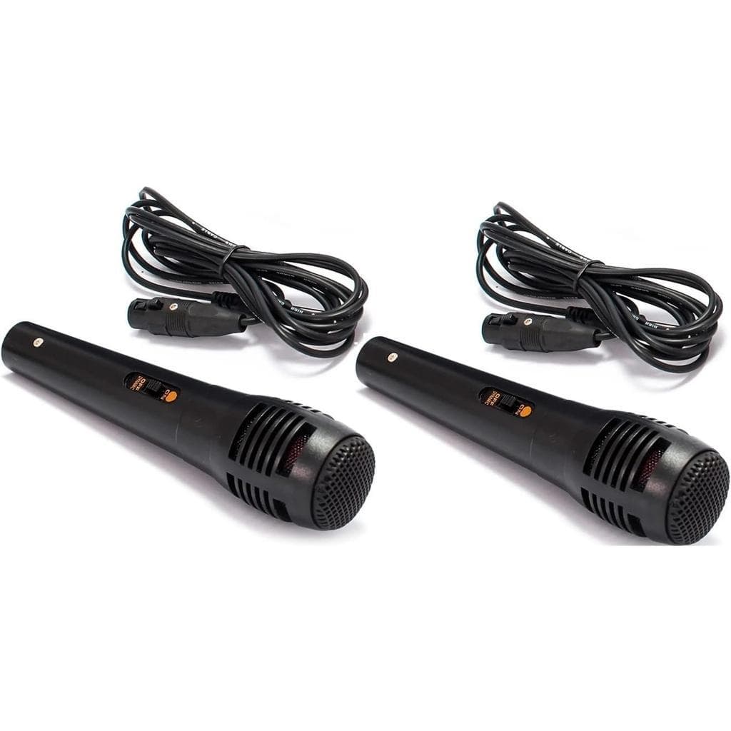 KIT 2 Microfones Dinâmico Profissional COM FIO 3 Metros P10 para Karaokê Caixa de Som e Instrumentos