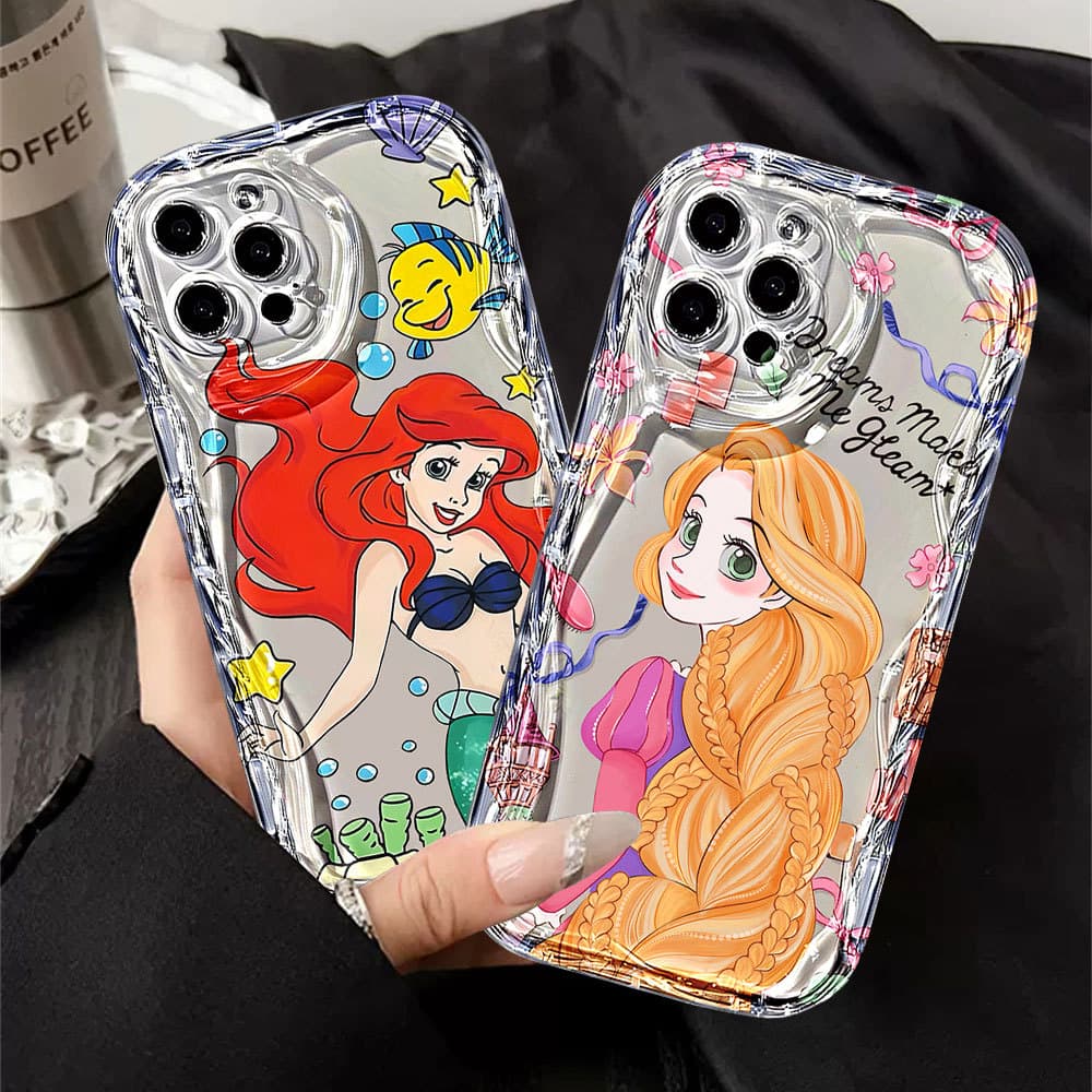 Capa De Telefone Ondulada Transparente , Arte De Pequena Sereia À Prova De Choque Para Samsung A56 A36 A55 A54 A16 A15 A