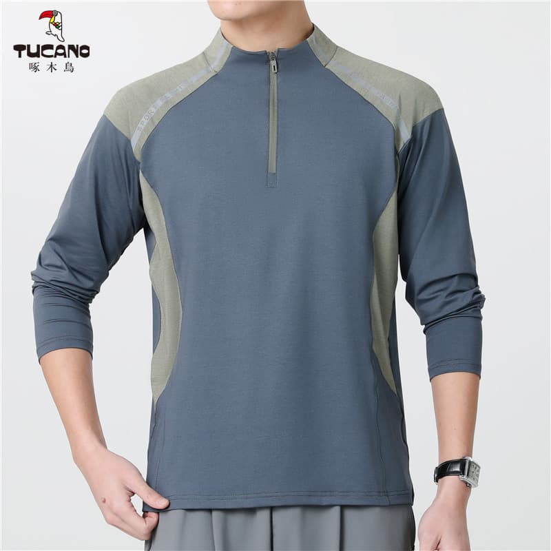 Woodpecker caminhadas ao ar livre roupas masculinas de seda gelo roupas de secagem rápida de manga comprida Fitness espo