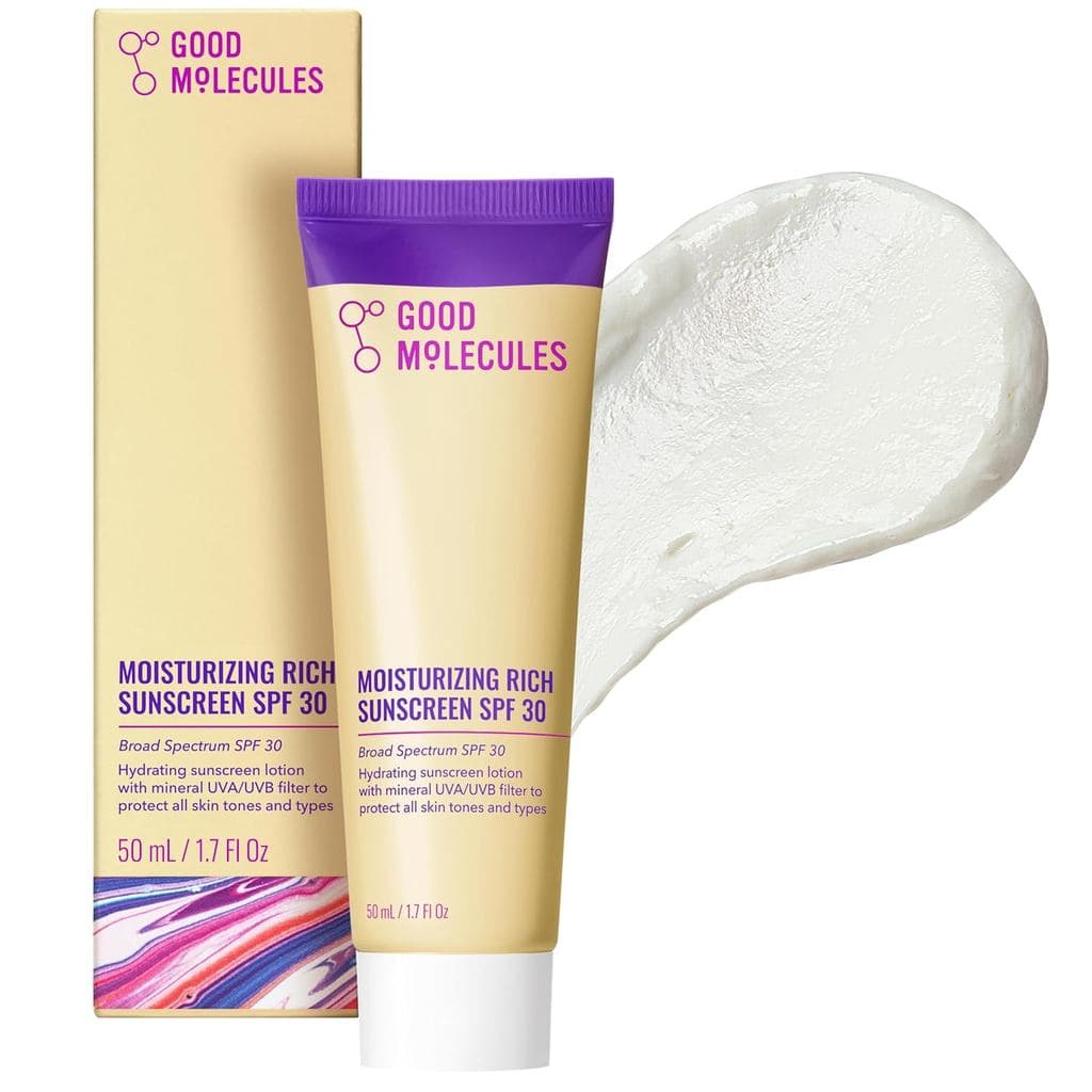 Good Molecules Protetor Solar Hidratante Rico SPF 30 – Protetor Solar Facial Mineral com Óxido de Zinco – Hidratante, Se
