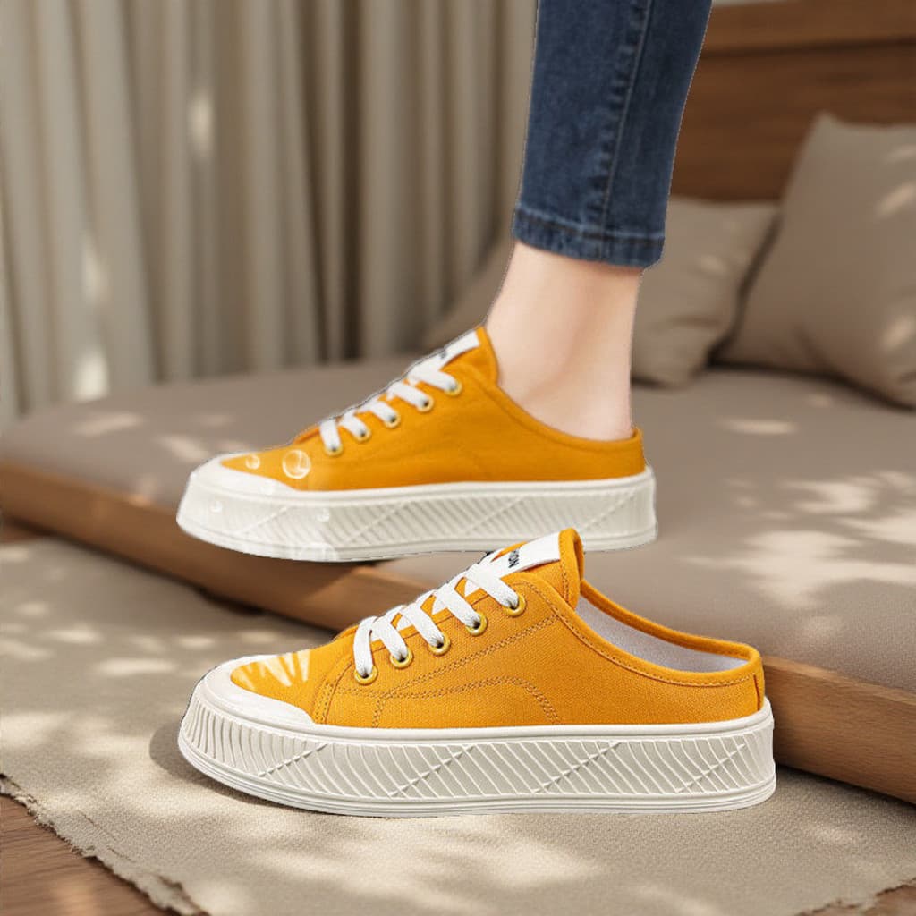 Baotou meia chinelos feminino verão exterior Wear esportes casuais de um Pedal meninas sapatos de lona sem salto compras