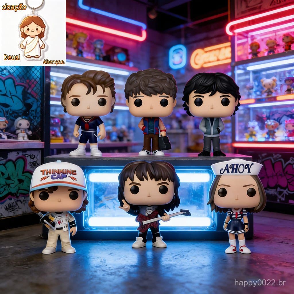 Nova Stranger Things Dustin Steve Eleven Robin Suzie Eddie Max Will Mike Figura De Vinil Modelo Boneca（Dar chaveiro）