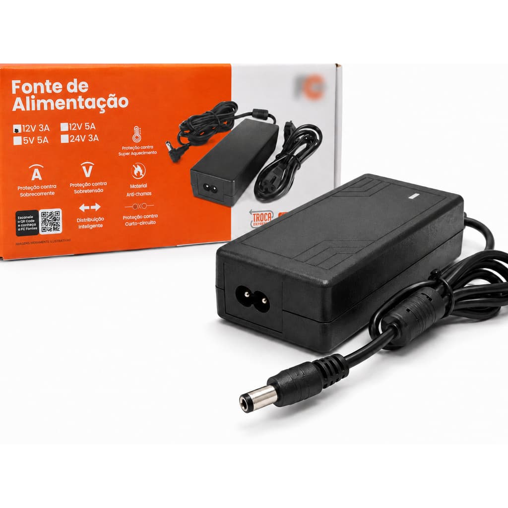 Fonte de Alimentação FC1203EN 12V 3A  Desktop ,Câmeras, CFTV
