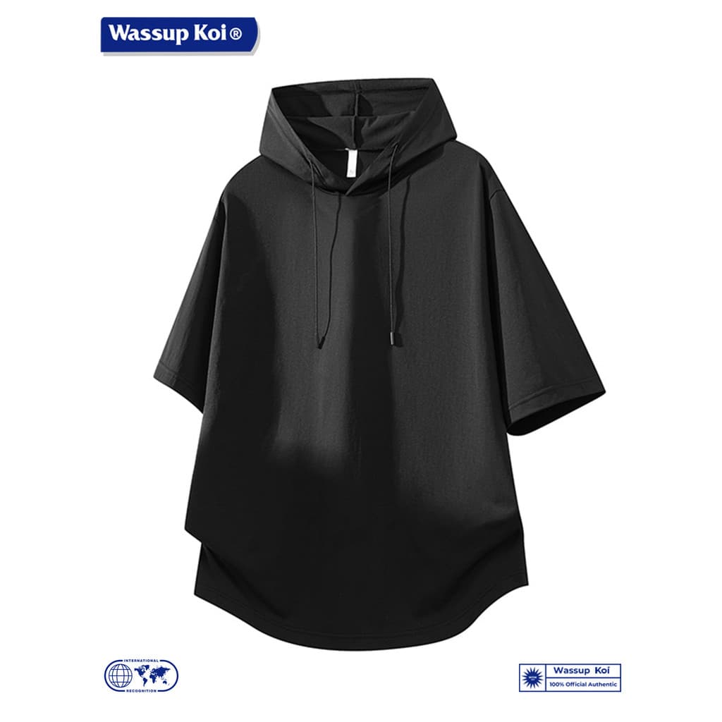 WASSUP KOI Camiseta masculina de manga curta com capuz de secagem rápida verão novo estilo moderno solto Casual meia man