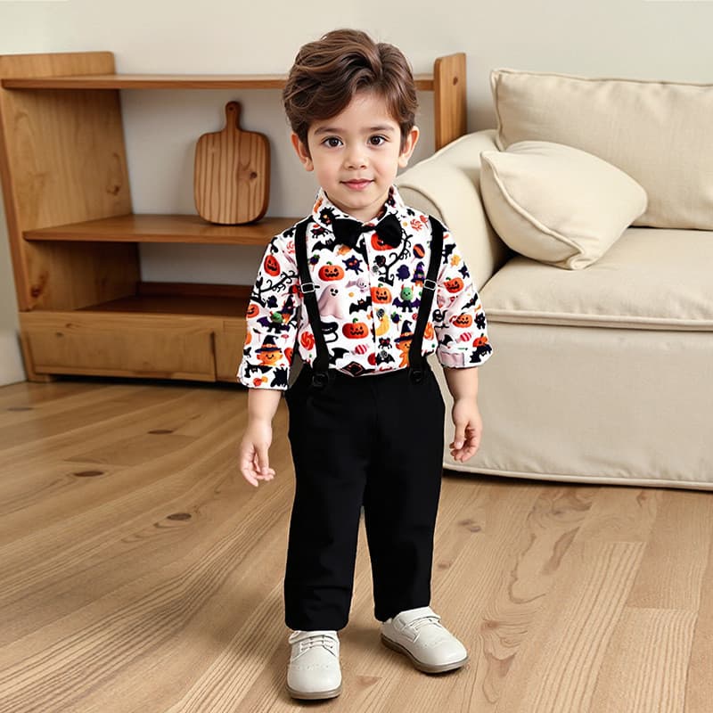 2026 novo estilo de Halloween traje infantil macacão de bebê terno de duas peças meninos cavalheiro terno elegante