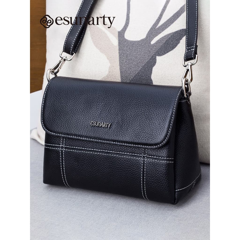 Bolsa feminina de couro genuíno 2026 novo estilo primeira camada de couro multicamadas bolsa mensageiro de grande capaci