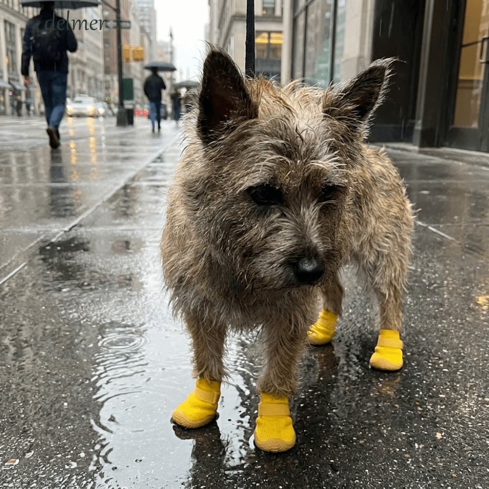 DELMER 4 Peças De Sapatos De Malha Para Cães , Capa Ajustável À Prova D'água Pés De Cachorro , Meias Confortáveis E Resp