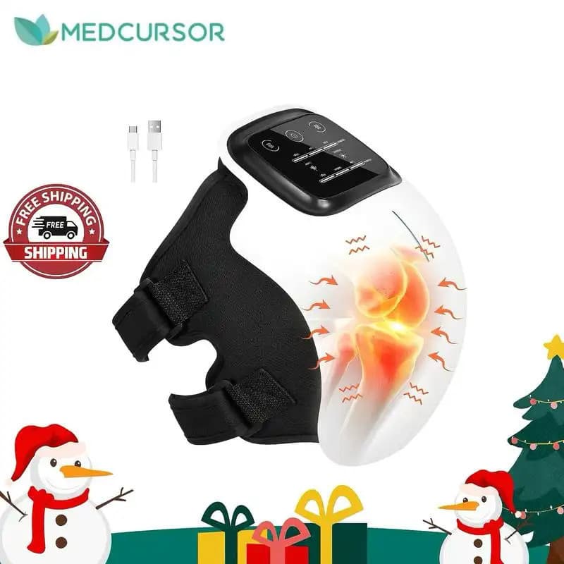 Medcursor Massageador de Joelho Sem Fio com Aquecimento, Equipado com Tela Sensível ao Toque LED, 3 Modos de Vibração e