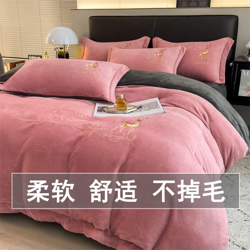 Inverno cristal veludo cama conjunto de quatro peças inverno mais veludo leite veludo colcha capa colcha folha dormitóri