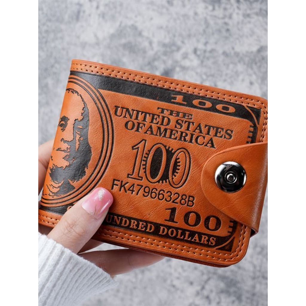carteira masculina com ziper carteira masculina Retro negócios dólar americano dobrável titular do cartão Multi-Slot par