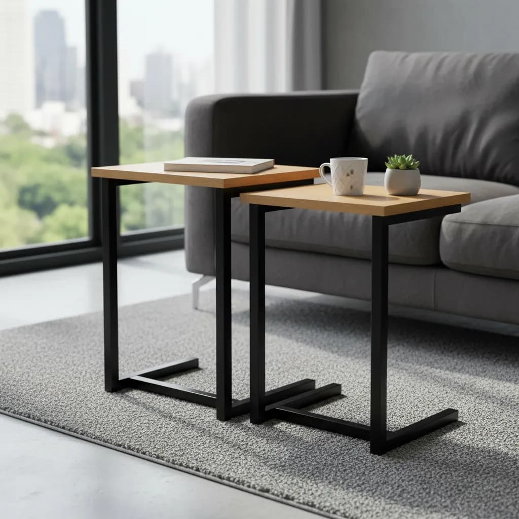 Kit Mesa Lateral Decorativa Estilo Industrial Premium