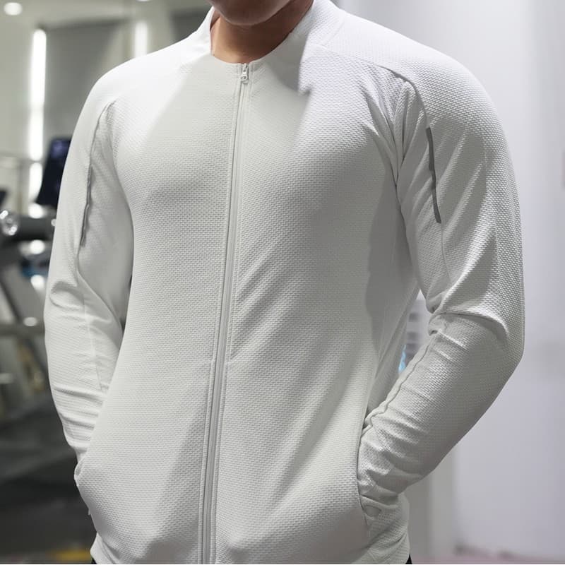 Outono novo estilo camisa de ciclismo textura masculina jaqueta de Fitness zíper Cardigan estiramento de secagem rápida