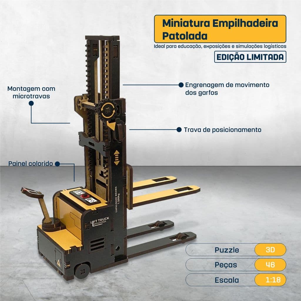 Miniatura Logística Empilhadeira Patolada Escala 1:18 Maquete Diorama Puzzle 3D