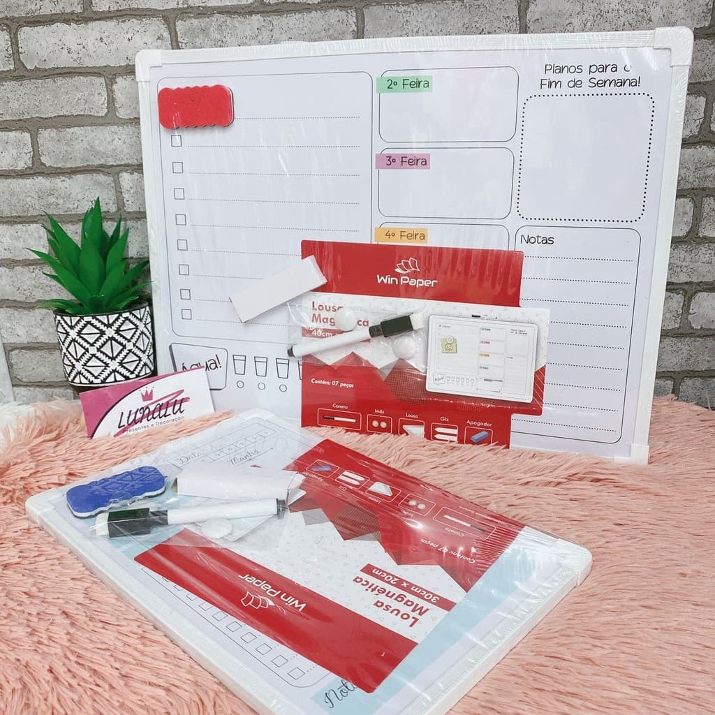 Lousa Planner Magnética ou Infantil c/ Quadro Negro no Verso - BESTMIX